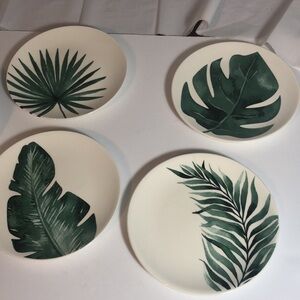 Monstera Fern Tropical Ceramic plates.